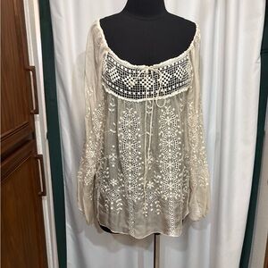 4 Love And Liberty SILK Blouse Top Embroidered Boho Babydoll.